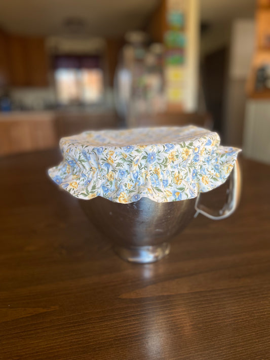 Blue and Yellow Flowers Bowl Cover